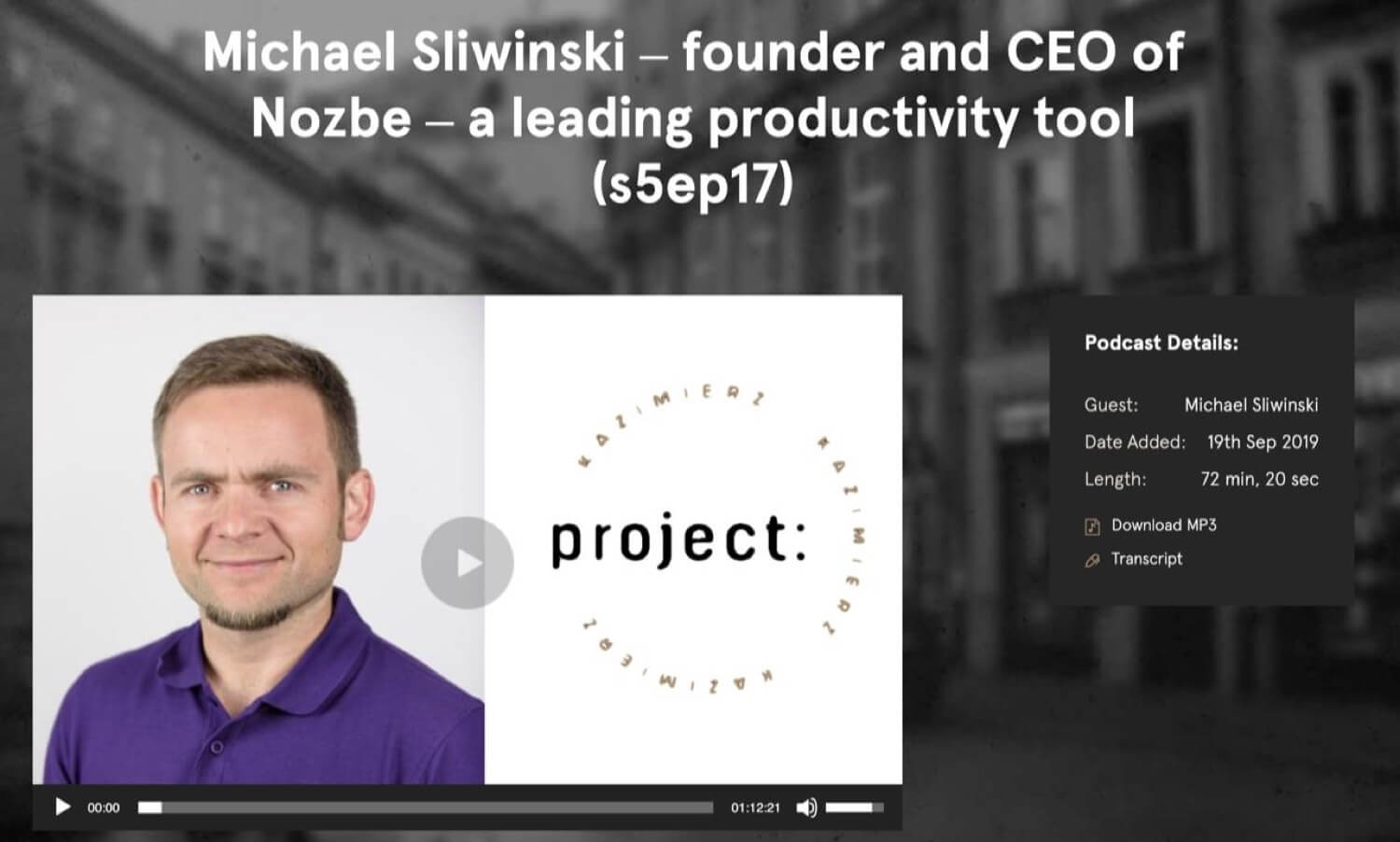 Talking entrepreneurship on Project Kazimierz podcast