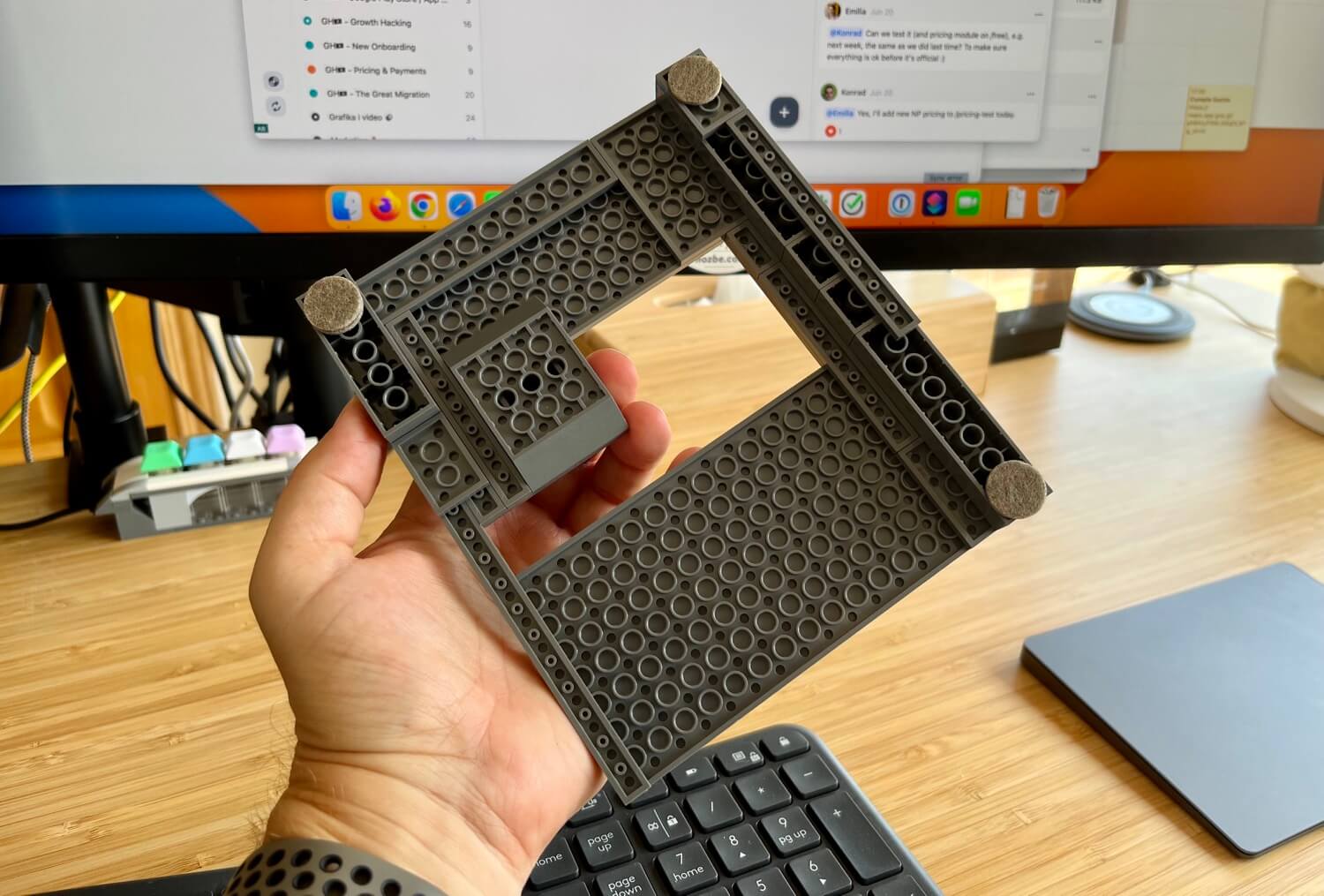 Logitech ERGO K860 keyboard review with a custom-made LEGO stand for Apple Trackpad 8