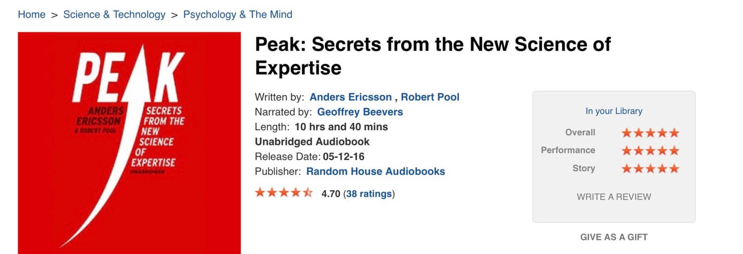 Peak by Anders Ericsson - (audio) book of the week